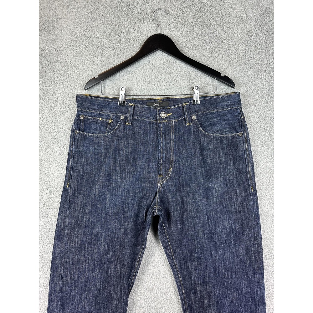 Sean John Jeans Mens 36 Blue Dark Wash Straight Leg Denim Classic Five Pocket